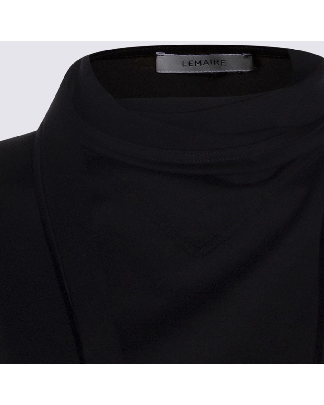 Lemaire Black Roll-Neck Straight Hem T-Shirt