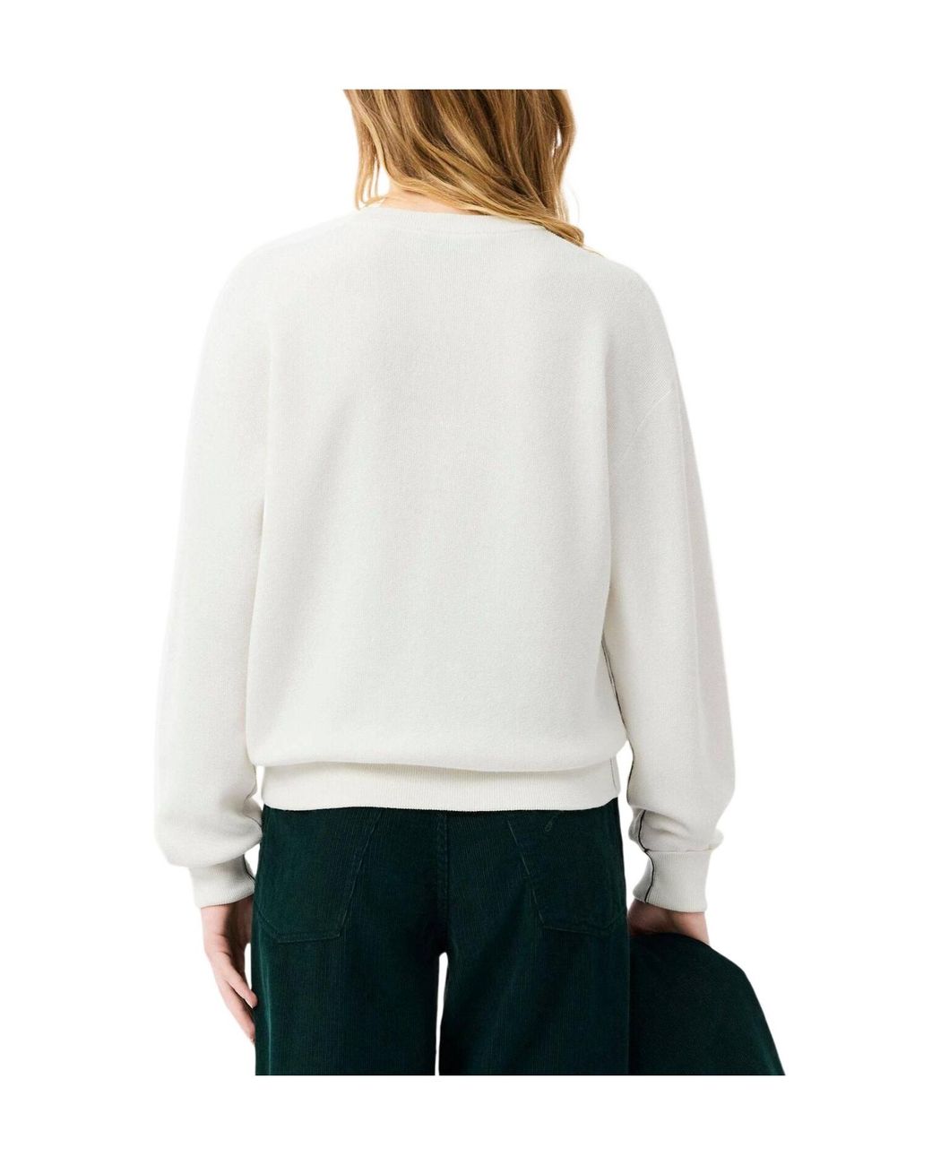 Lacoste Offwhite Crewneck Knit Sweatshirt