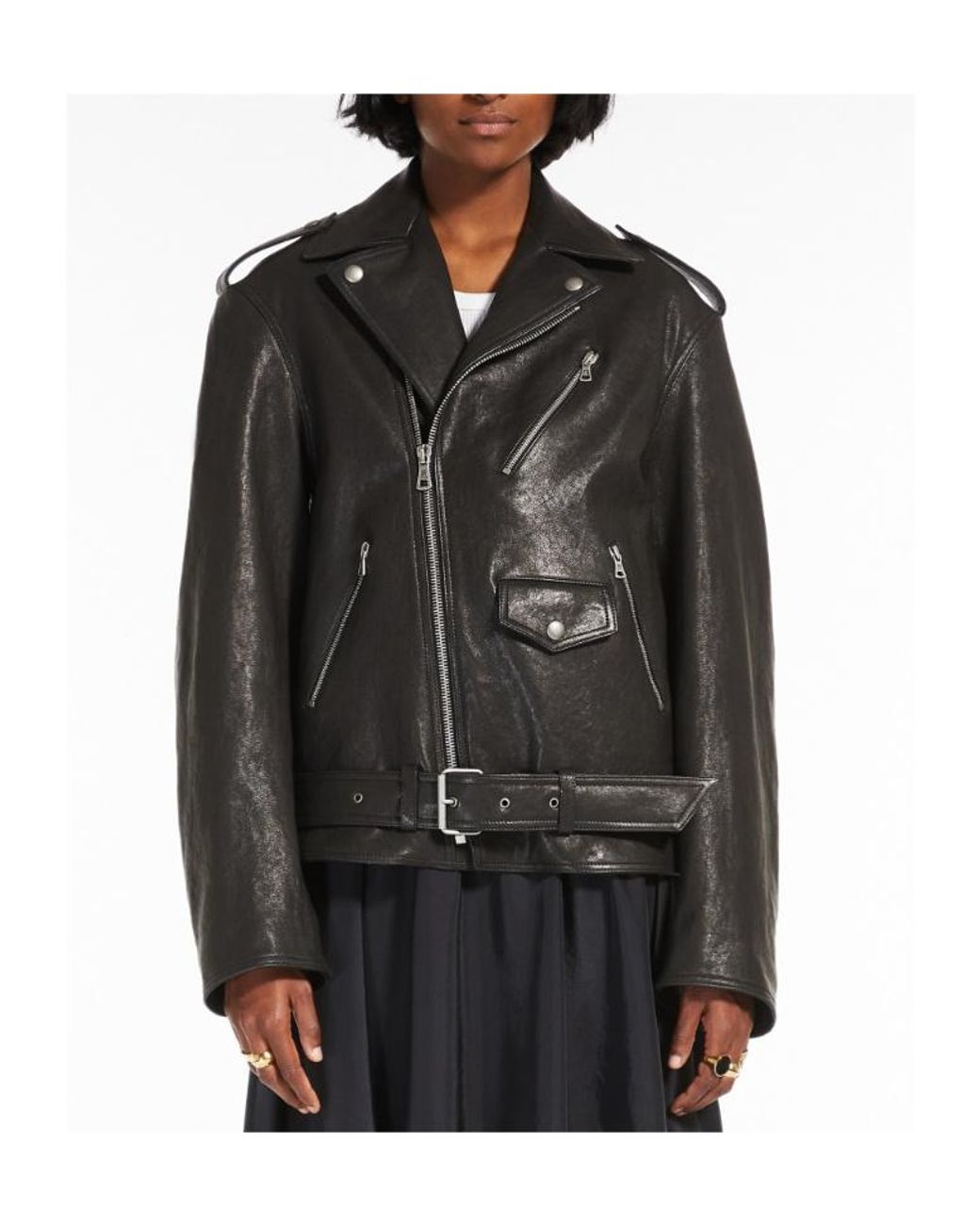 Sportmax Black Logo Leather Jacket