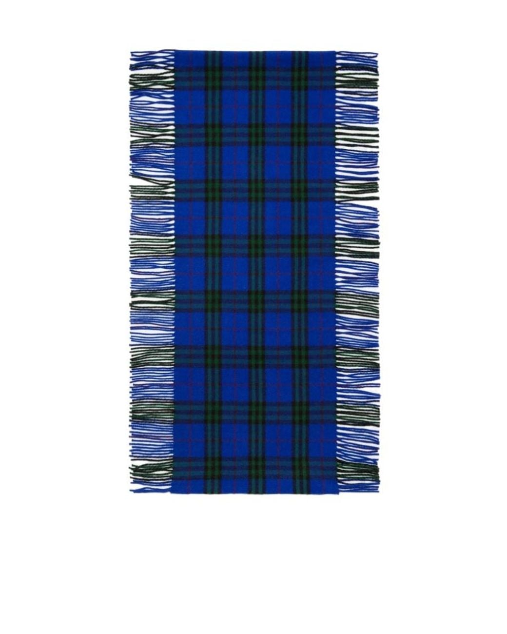 Burberry Blue Check-Pattern Fringed-Edge Scarf for men