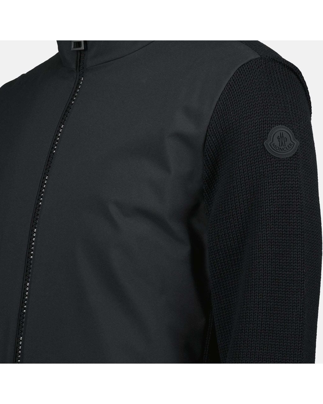 Moncler Black Matt Effect Zipped Cardigan for men