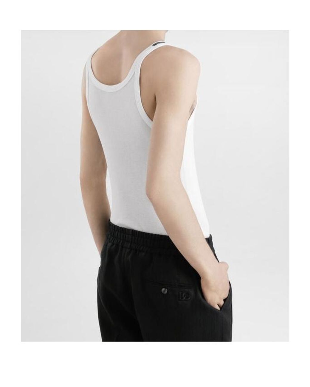 Dolce & Gabbana White Logo Embroidered Tank Top for men