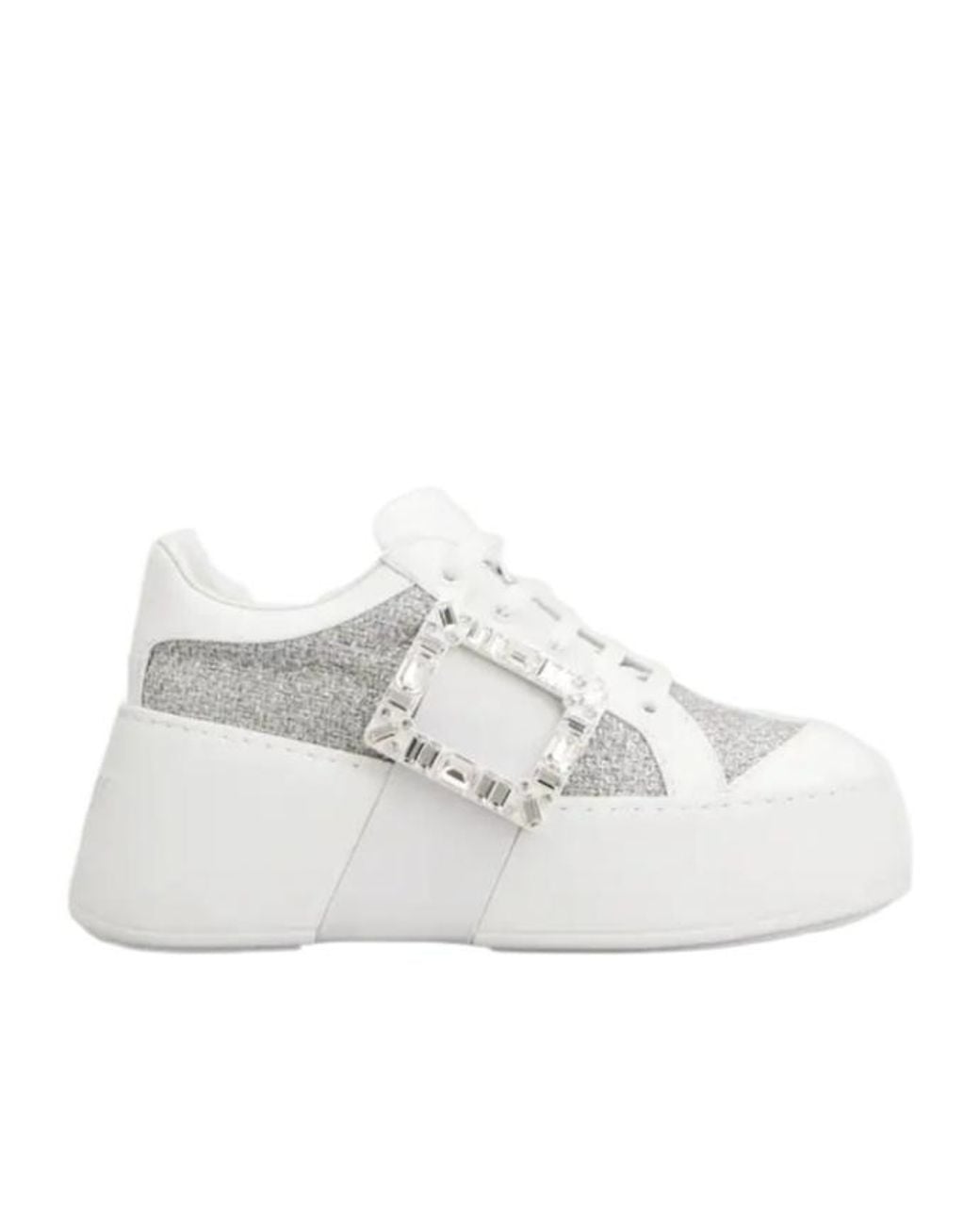 Roger Vivier White Embellished Lace-Up Sneakers