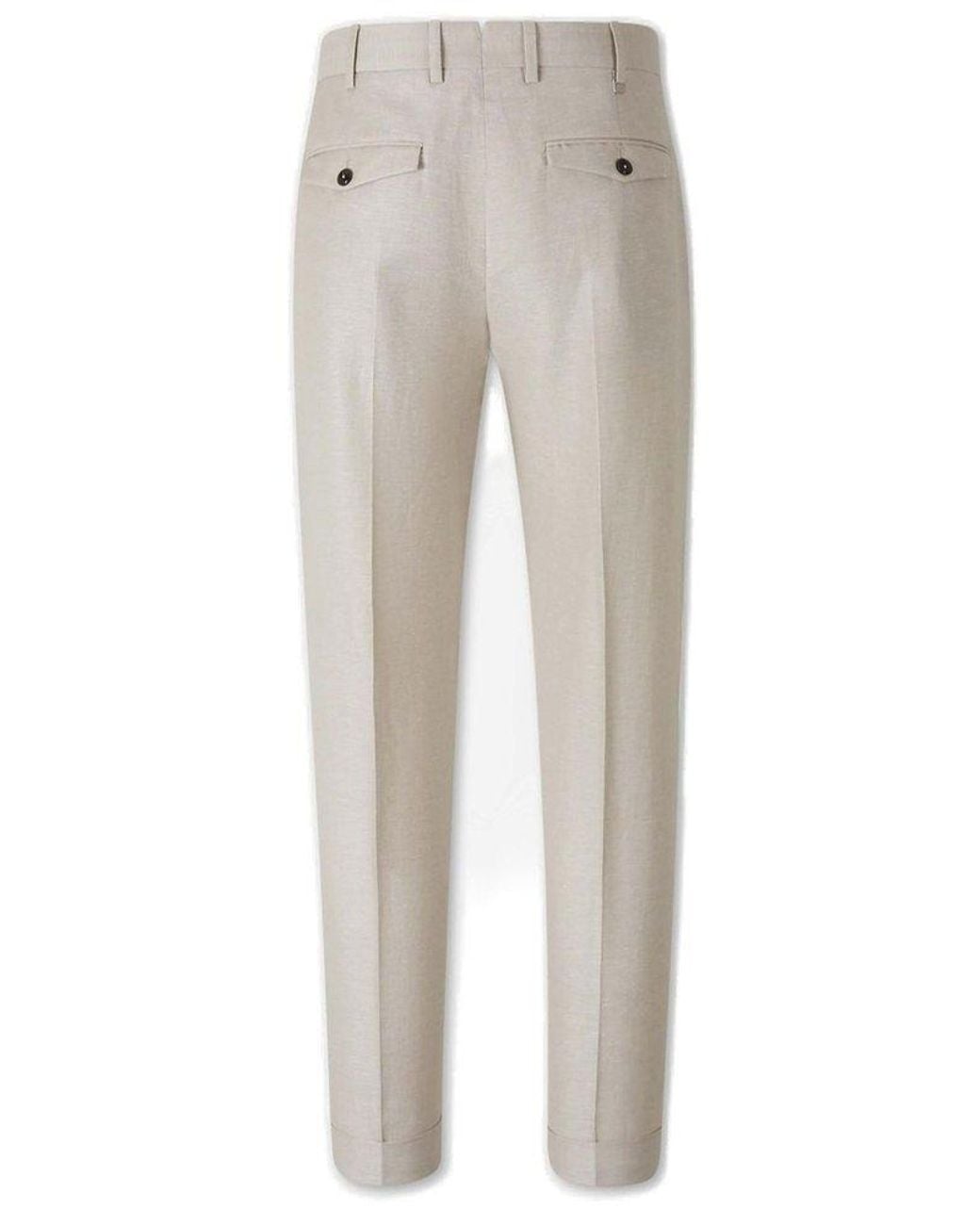 Pt Pantaloni Gray Pleated Cuffed Trousers for men