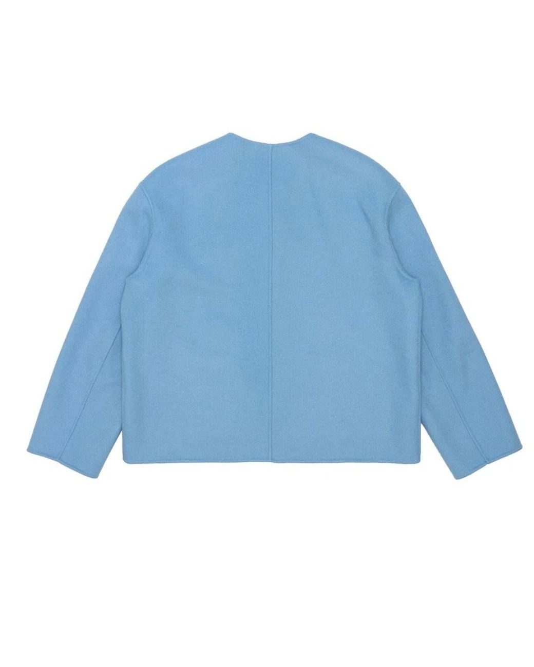 Weekend by Maxmara Blue Round-Neck Long-Sleeved Casual Jacket