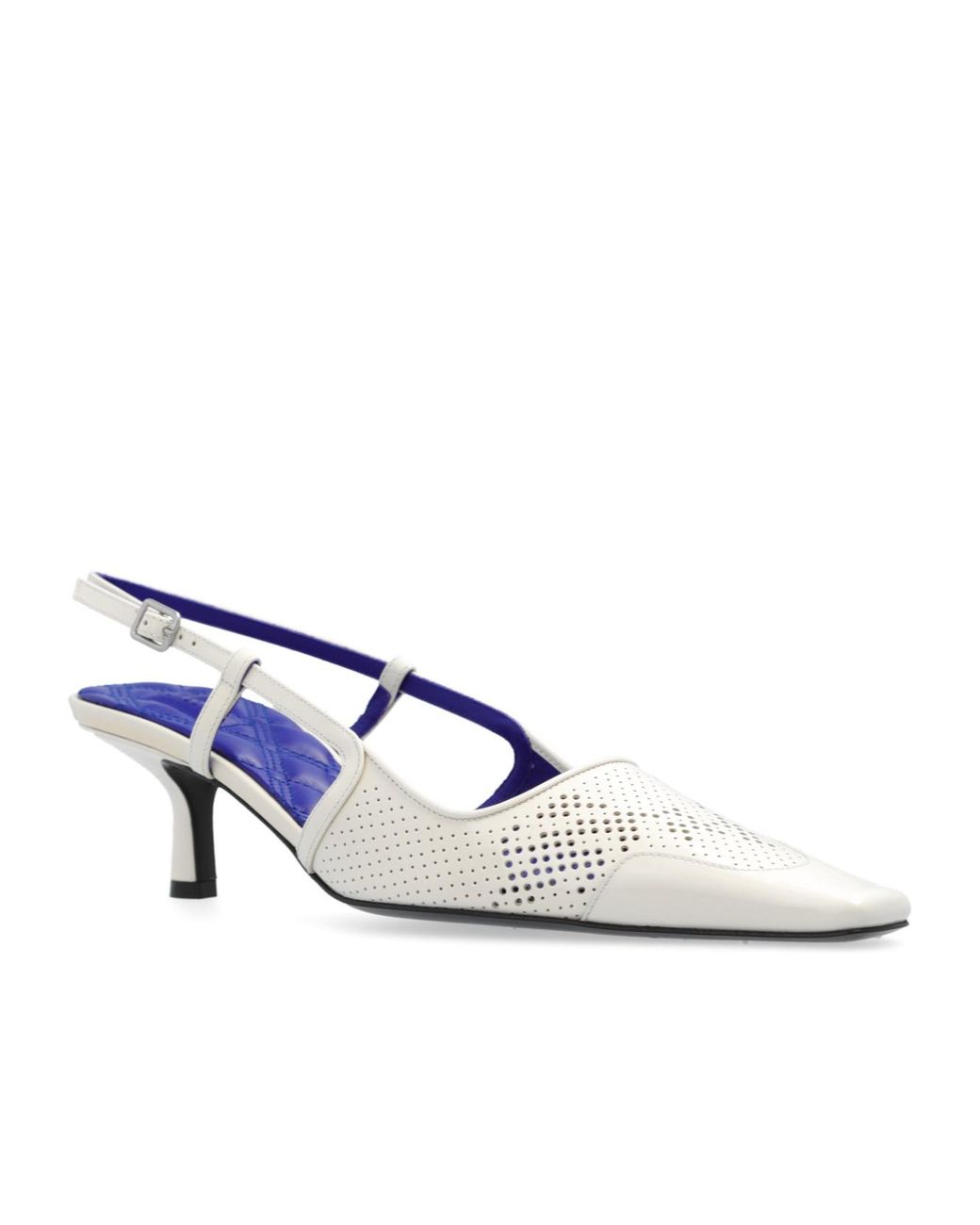 Burberry White Chisel Slingback Square-Toe Pumps