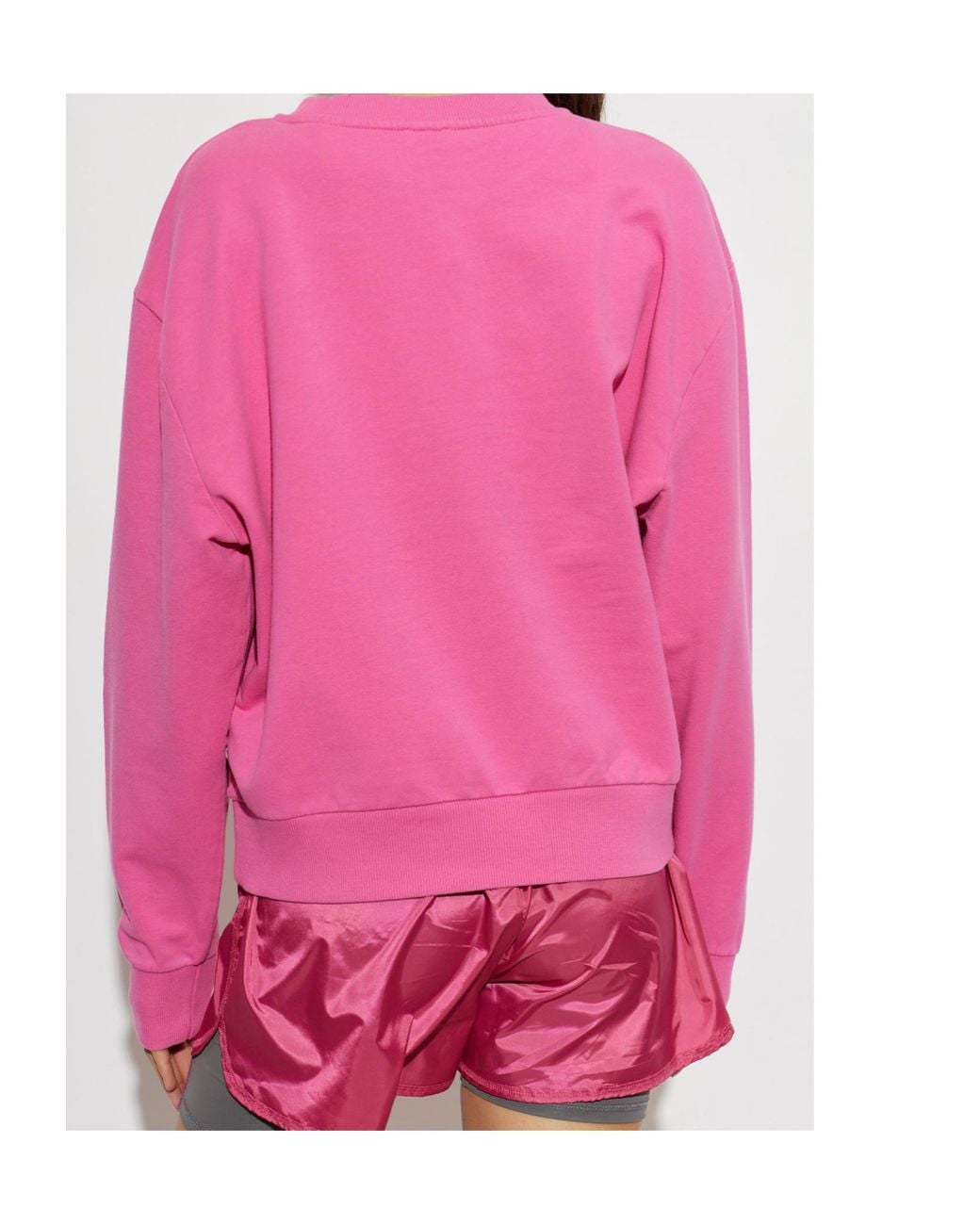 Moschino Pink Active Teddy Logo Crewneck Sweatshirt