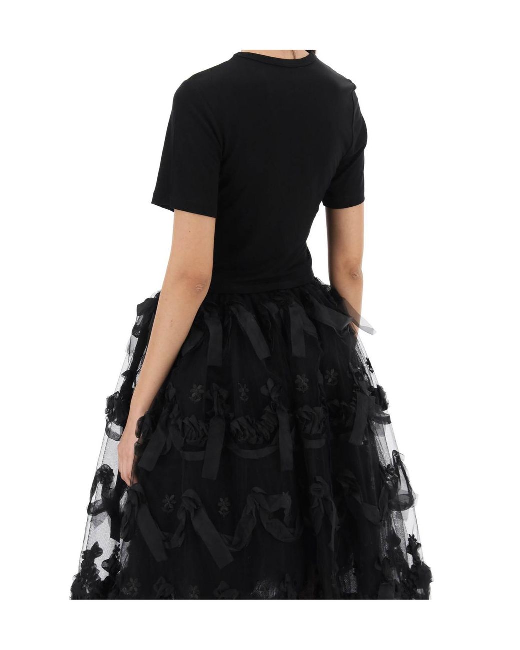 Simone Rocha Black Bow Detailed Crewneck T-Shirt