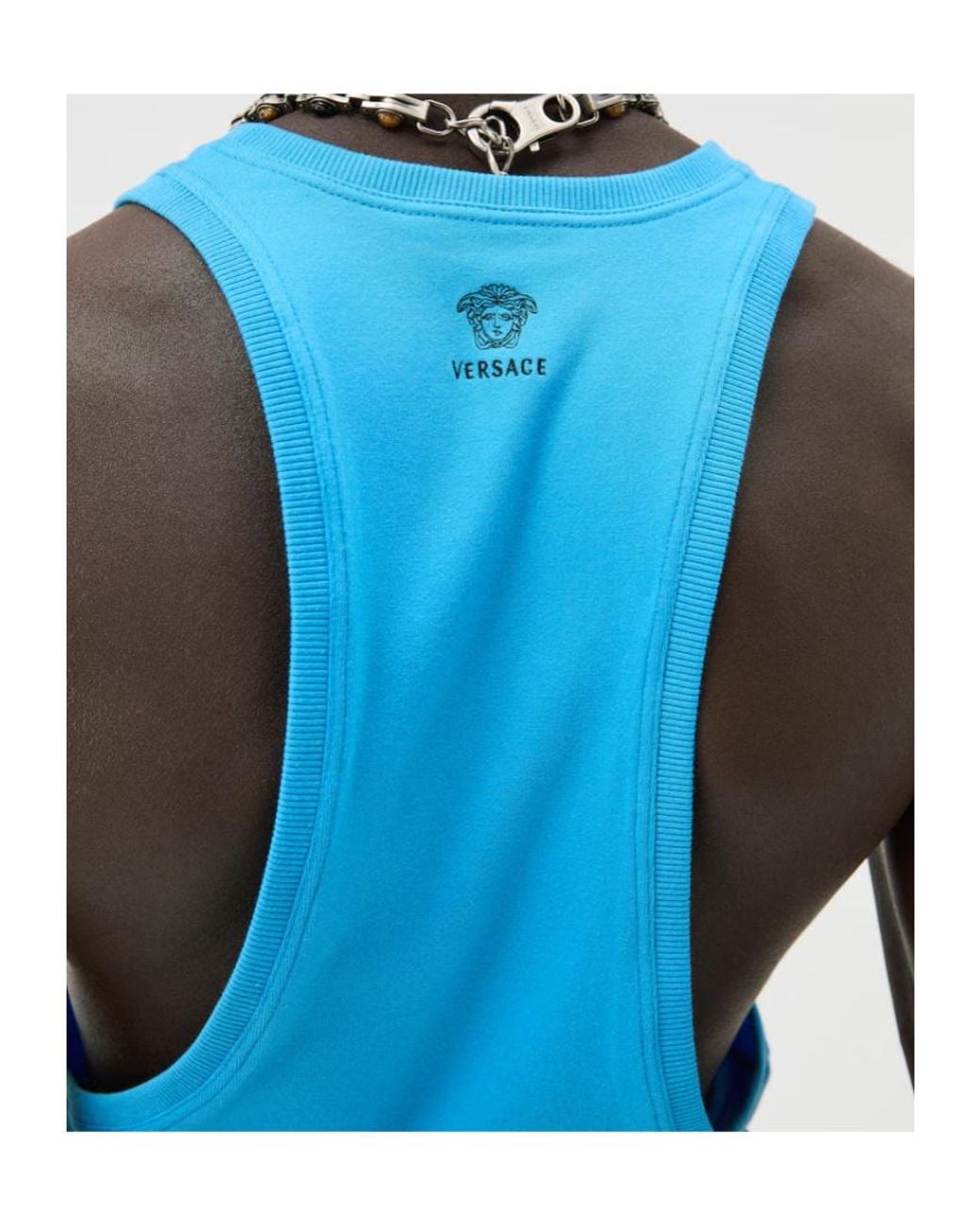 Versace Blue Logo Racerback Vest for men