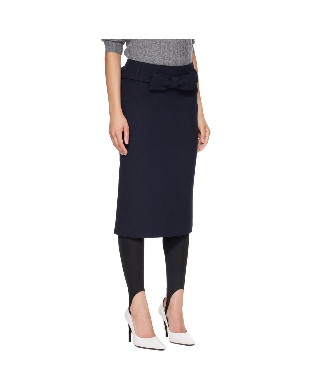 ShuShu/Tong Blue Bow-Detail Wool Skirt