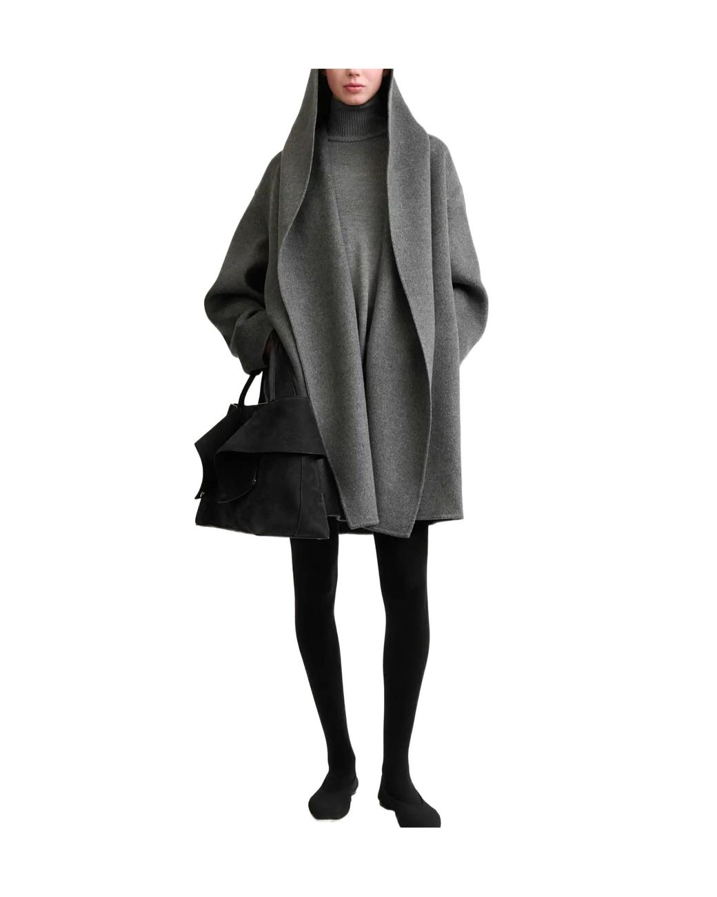 Totême Gray Totême Oversized Hooded Coat