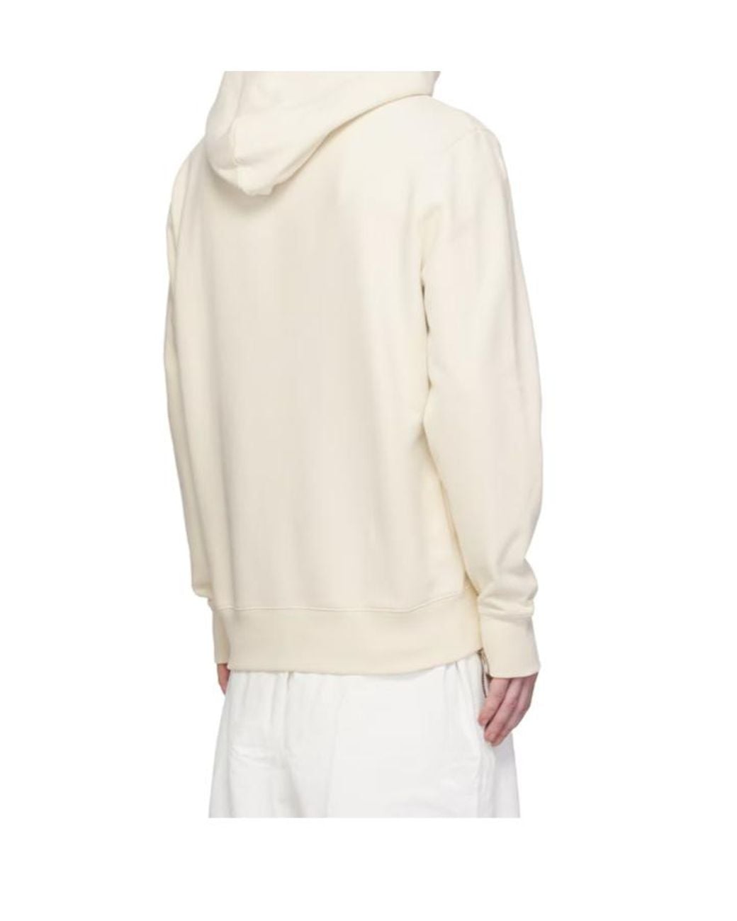 Moncler White Logo Embroidered Long-Sleeved Hoodie for men