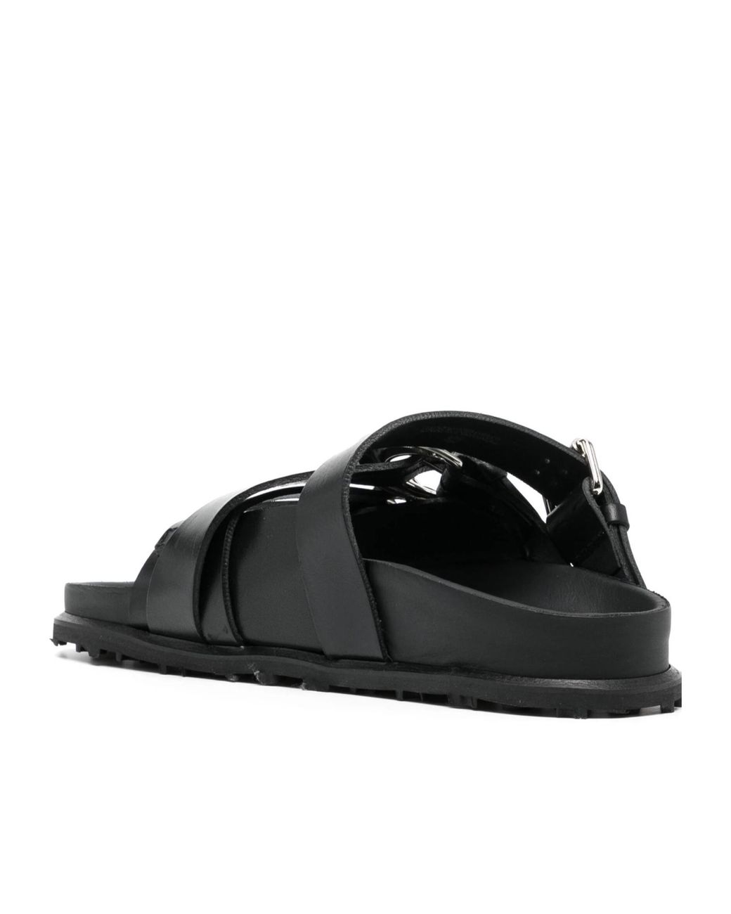 MARINE SERRE Black Buckle Flat Sandals