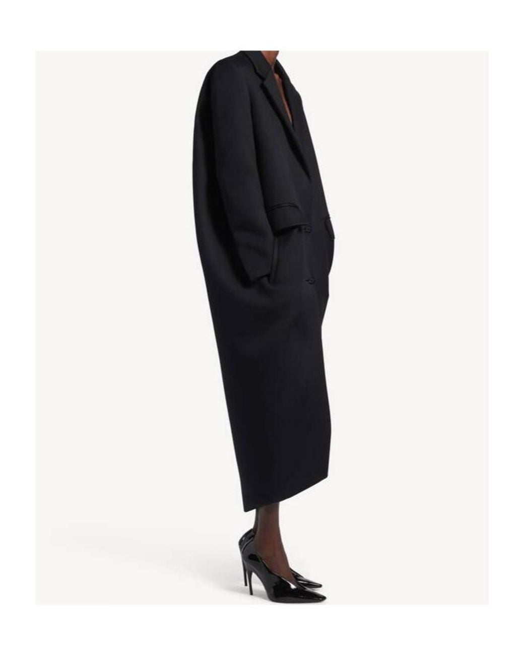 Balenciaga Black Wool Long Trench Coat