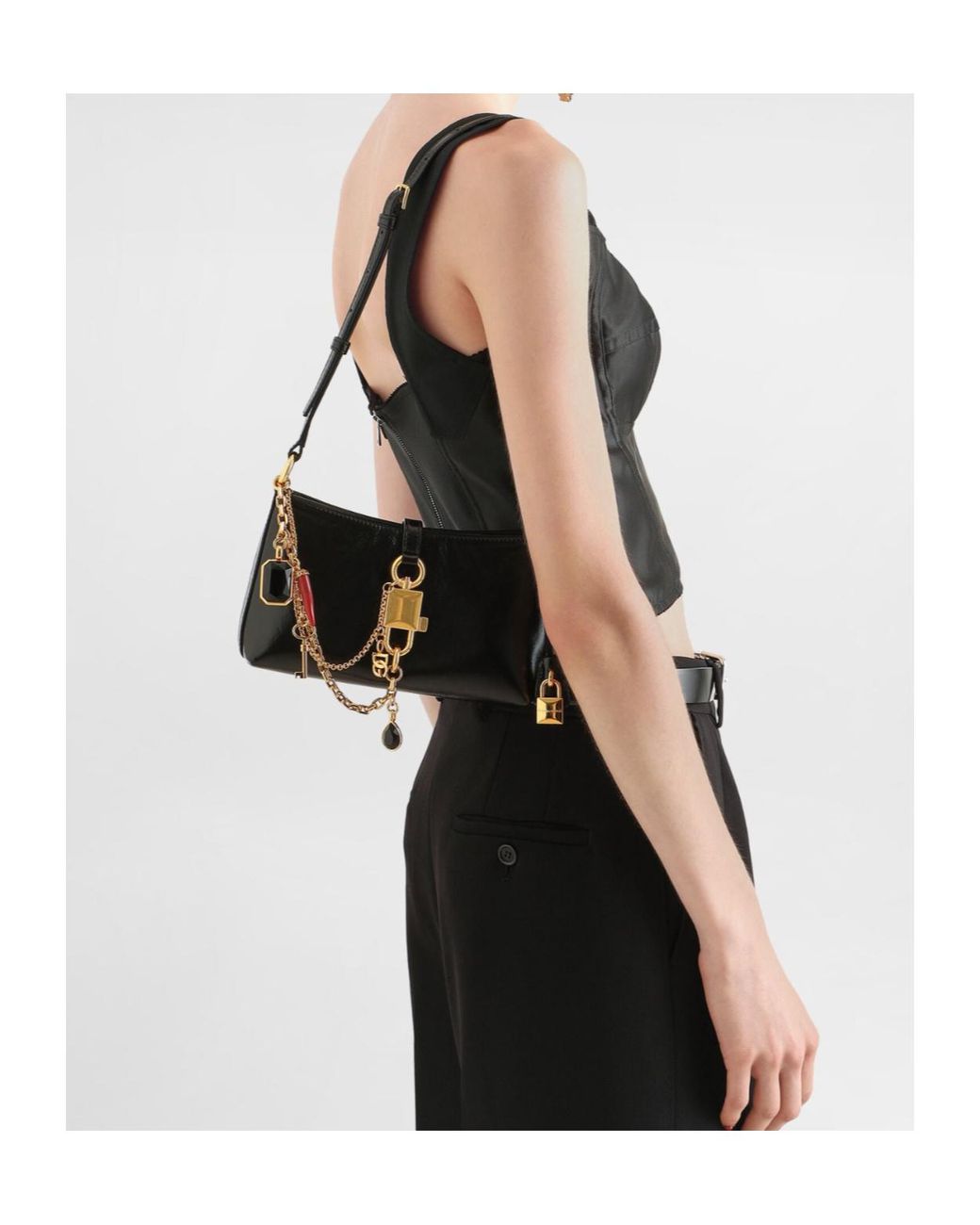 Dolce & Gabbana White Lock Shoulder Bag
