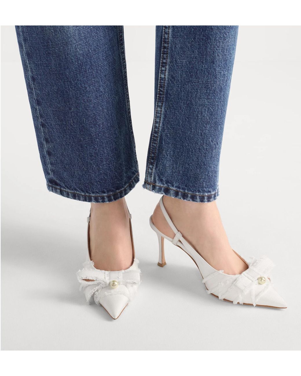 Dior White Aable Slingback Pump