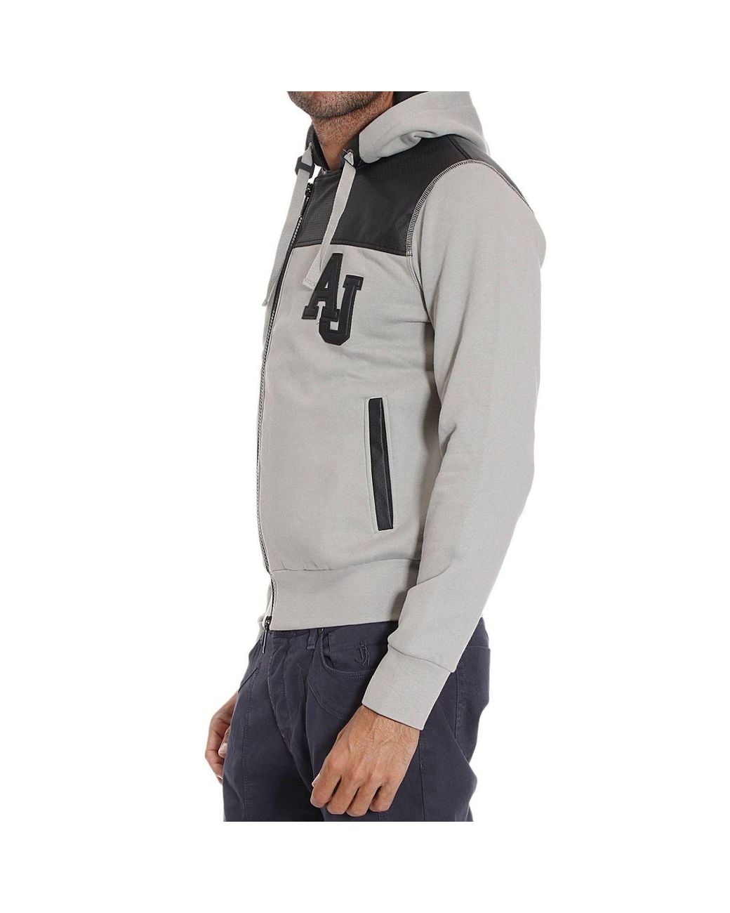 Armani Jeans Gray Hooded Casual Jacket for men