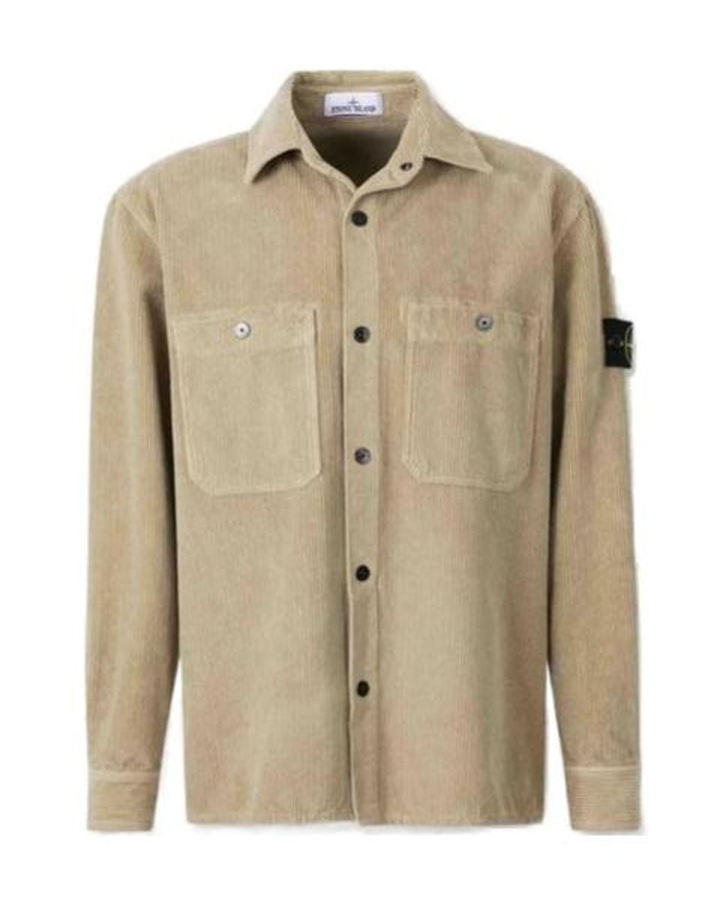 Stone Island Natural Compass Patch Buttoned Shirt Jacket for men