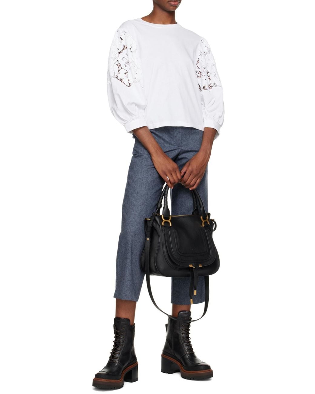Chloé Black Chloé Marcie Foldover Top Tote Bag
