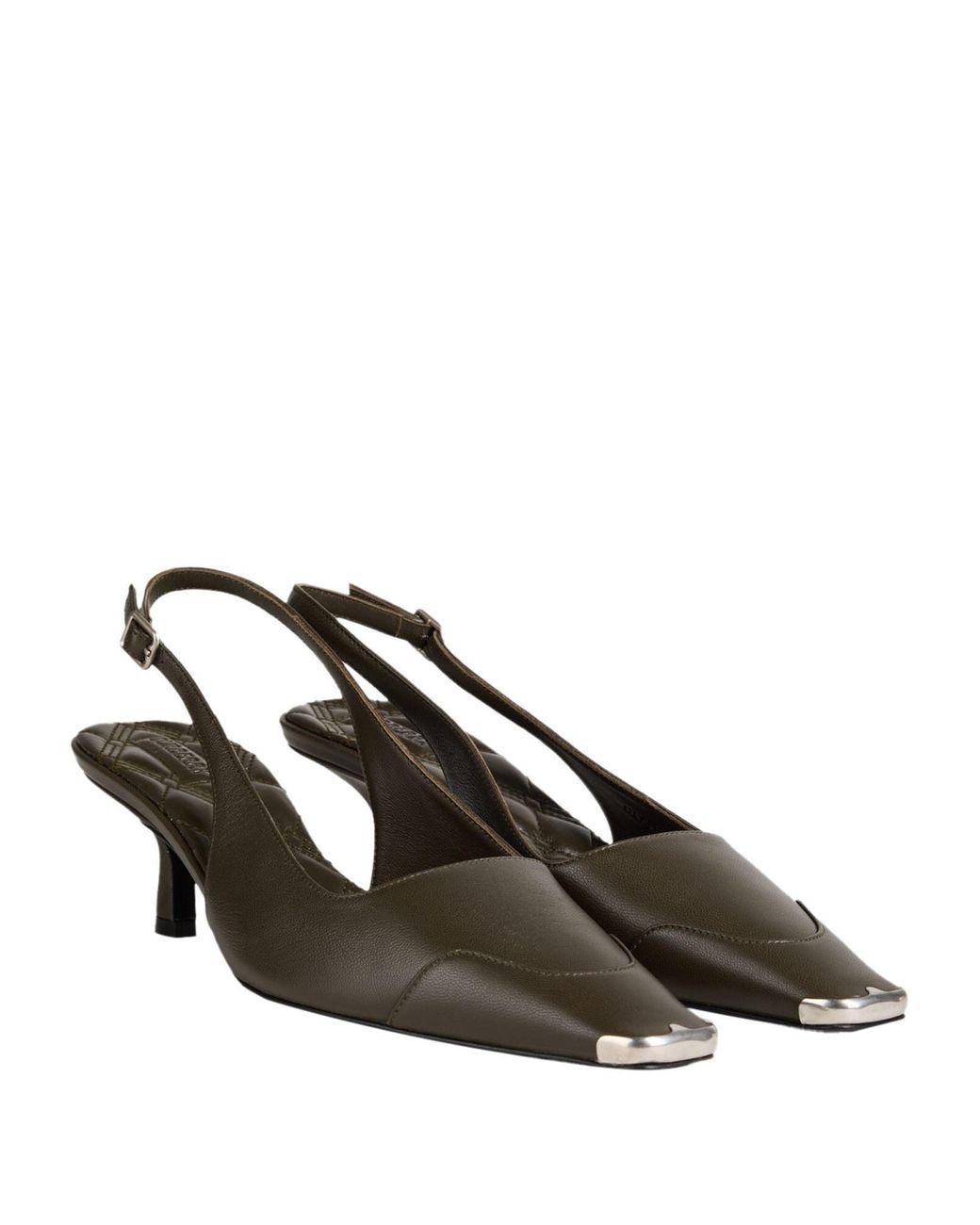 Burberry Metallic Leather Square-Toe Stiletto Heels