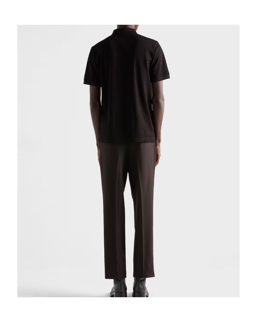 Prada Black Logo Piqué Polo Shirt for men