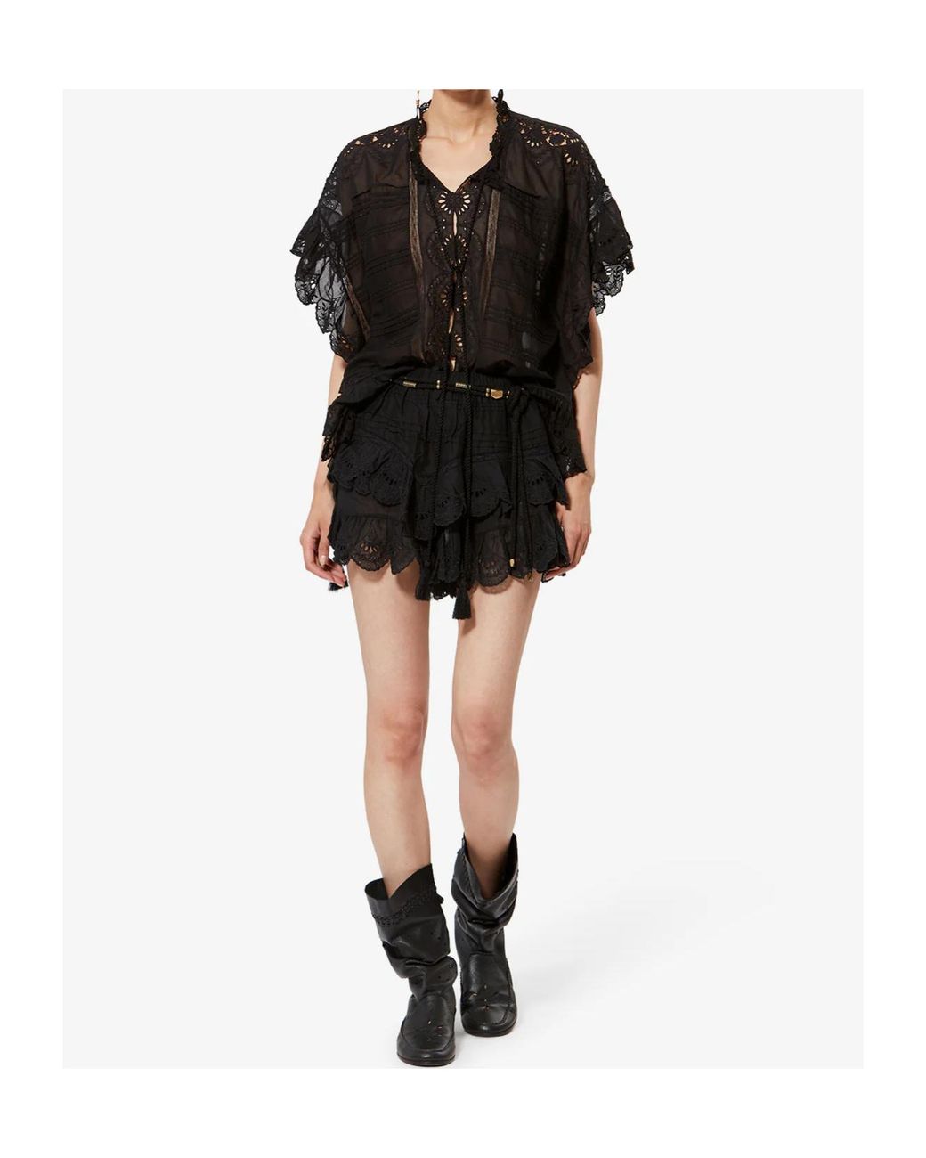 Isabel Marant Black Isabel Marant Étoile Jocadia Floral Lace Shorts