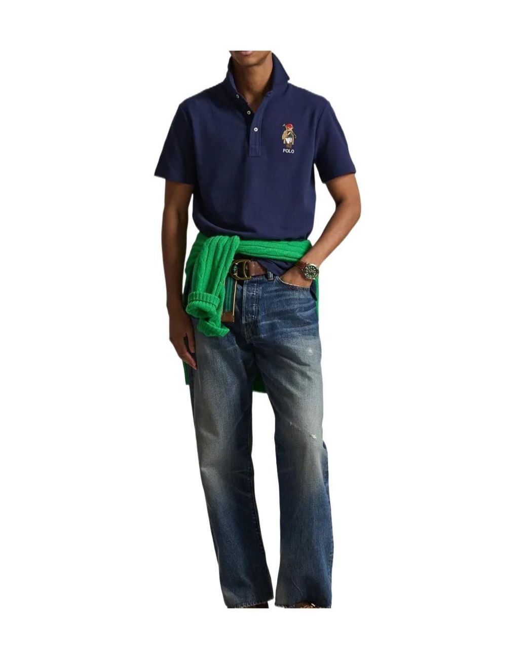 Polo Ralph Lauren Blue Bear Embroidered Polo Shirt for men