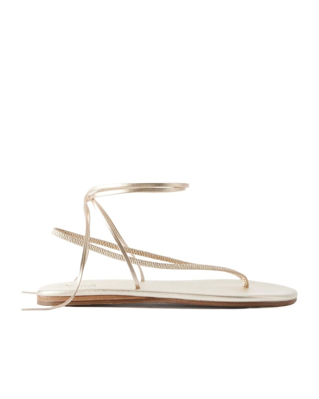 Ancient Greek Sandals White Metallic Sandals