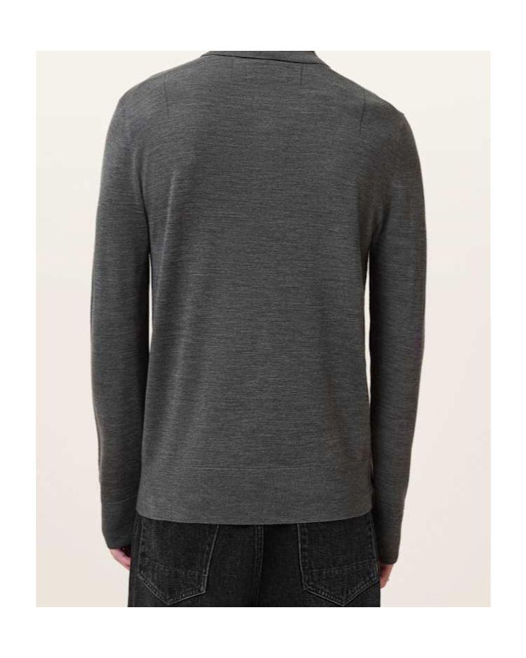 AllSaints Gray Long-Sleeve Polo Shirt for men
