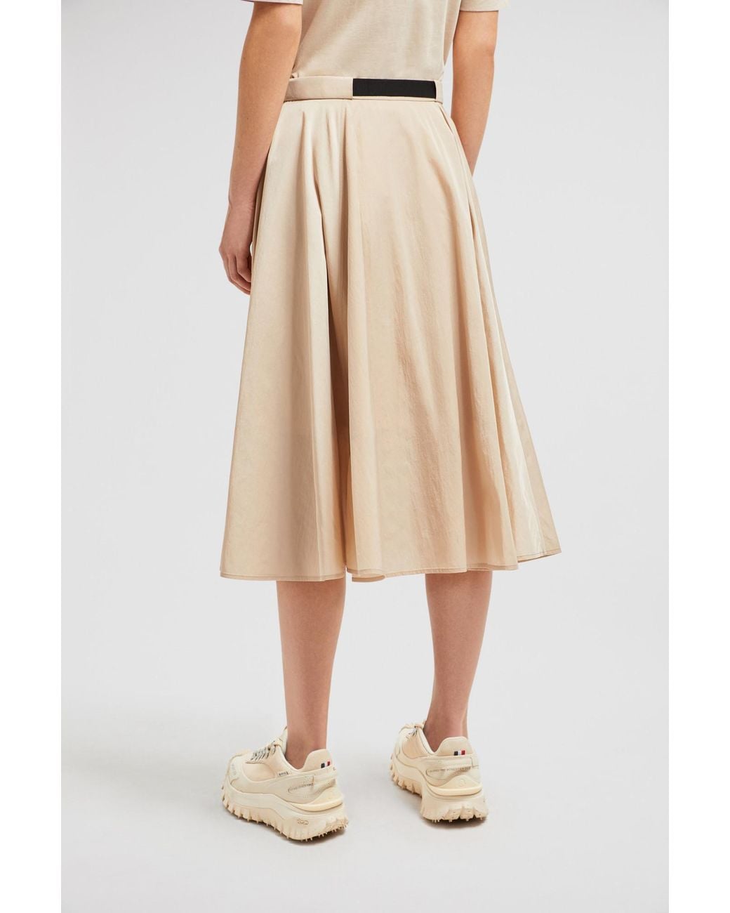 Moncler Natural Logo Patch Belted Skirt