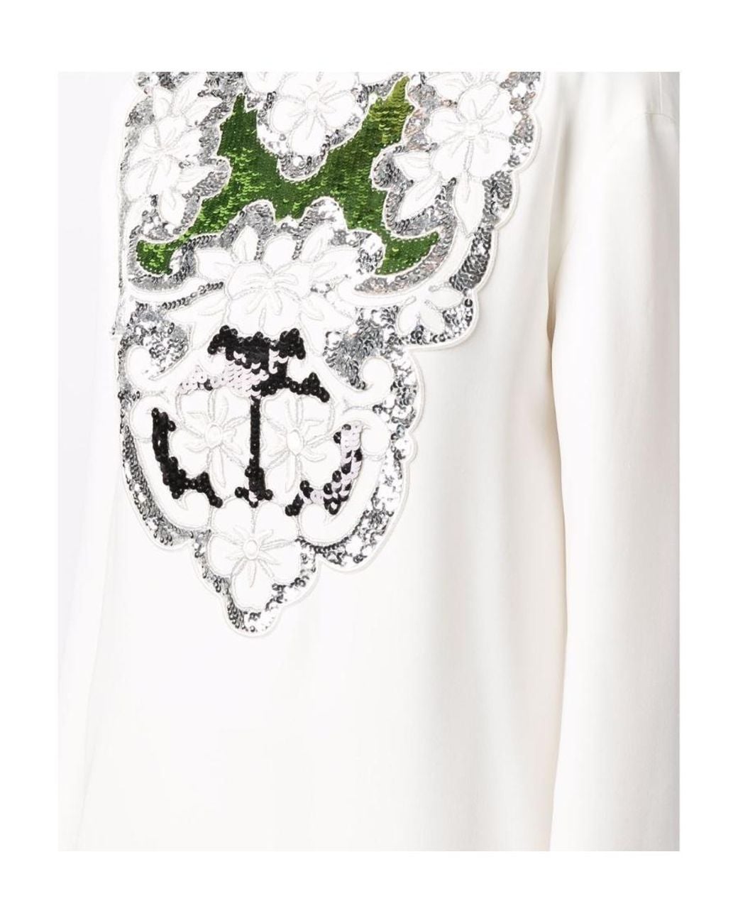 Valentino White Sequin-Embellished Long Dress