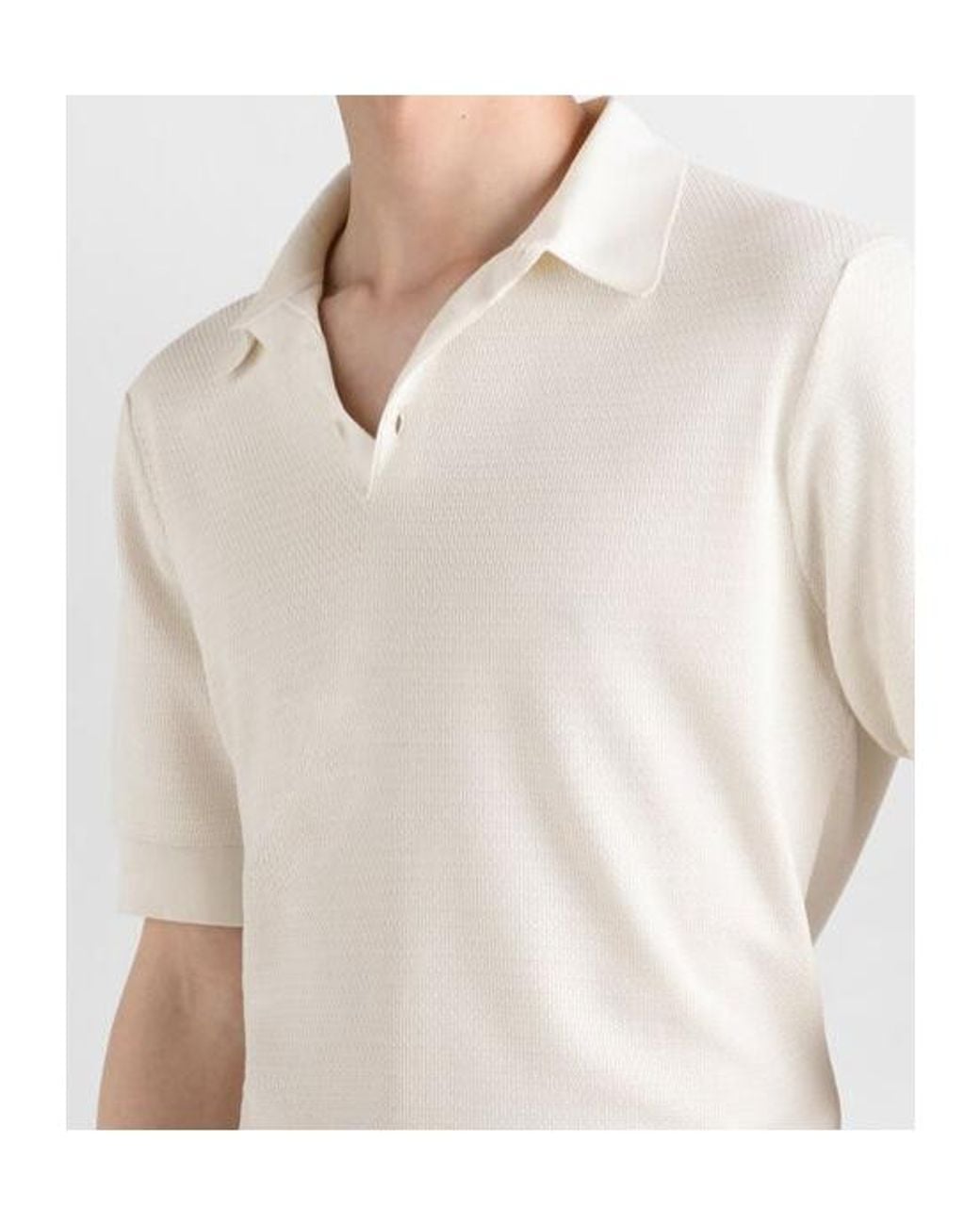 Dolce & Gabbana White Micropunto Knitted Polo Shirt for men