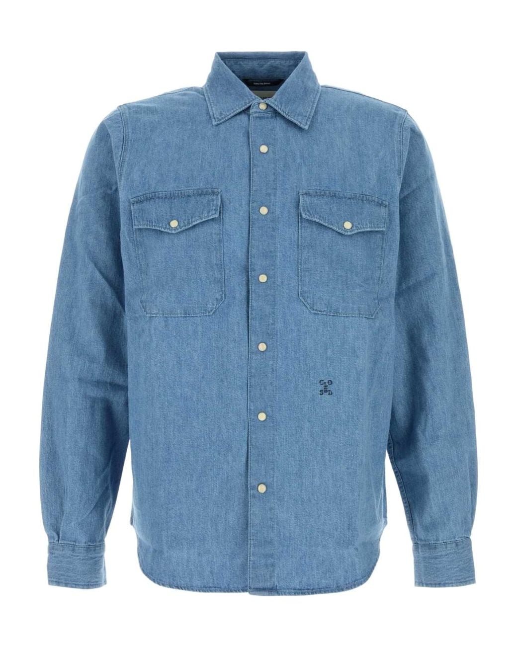 Closed Blue Army Overshirt for men