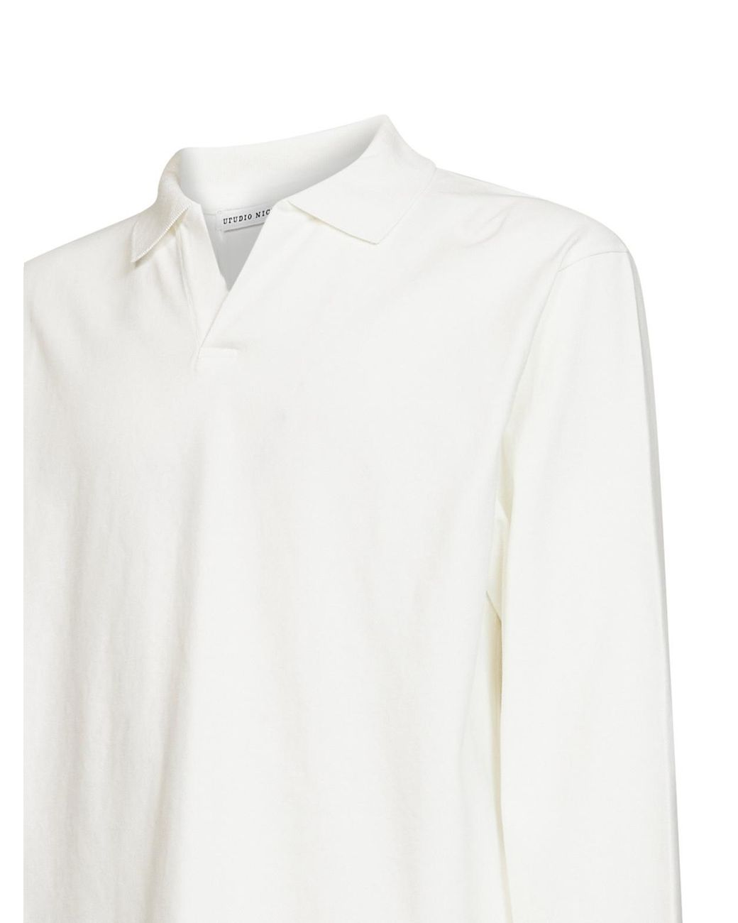 Studio Nicholson White Open Collar Long Sleeve Polo Shirt for men