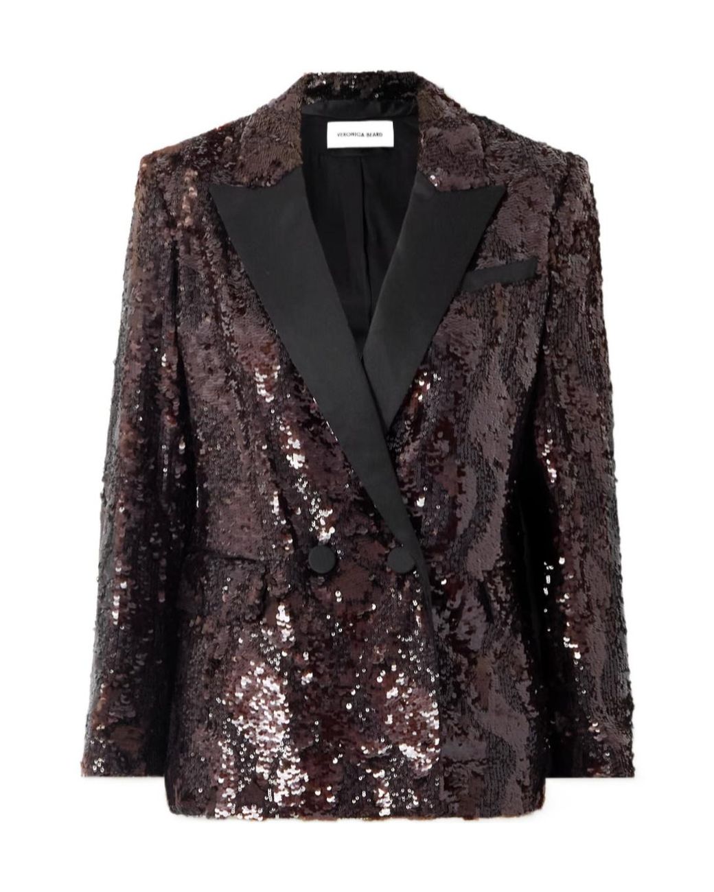 Veronica Beard Black Sevyn Sequined Satin Jacket