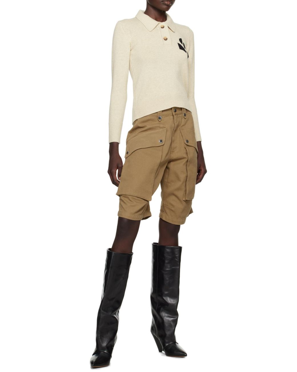Isabel Marant White Nola Knitted Polo Sweatshirt