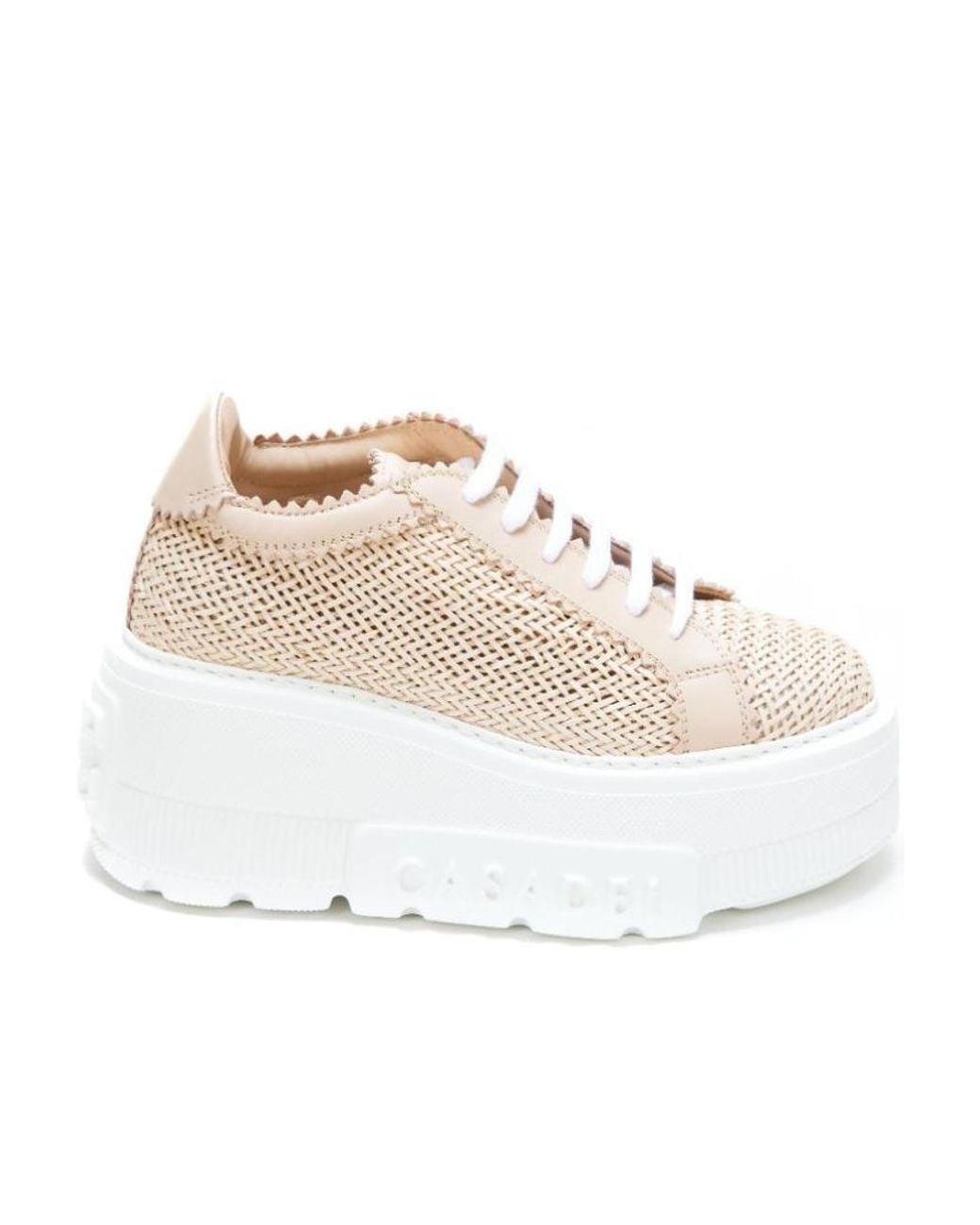 Casadei Natural Interwoven-Detailed Chunky Lace-Up Sneakers