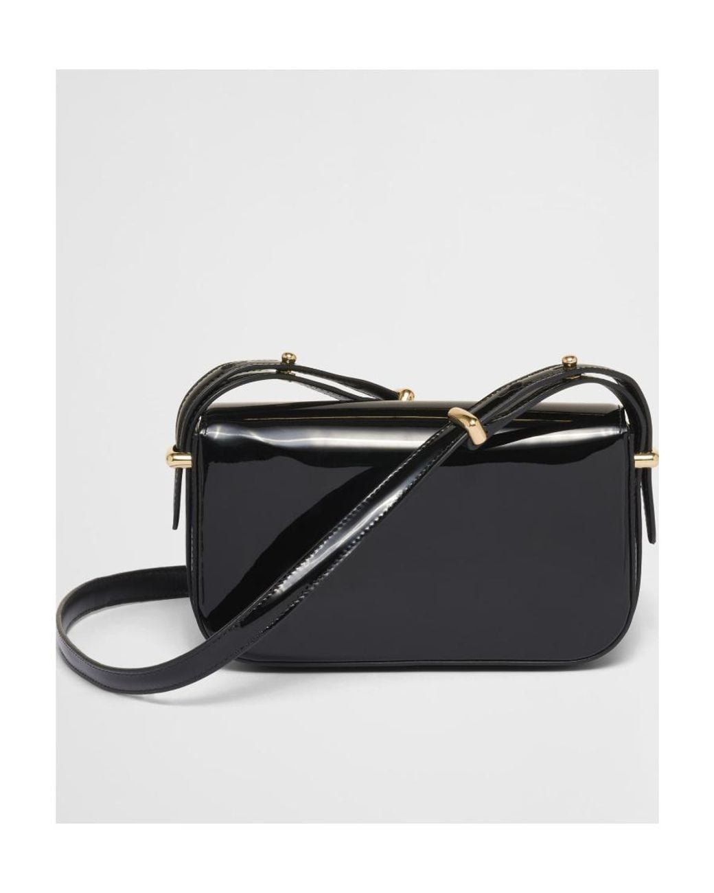 Prada Black Logo-Plaque Foldover Top Shoulder Bag