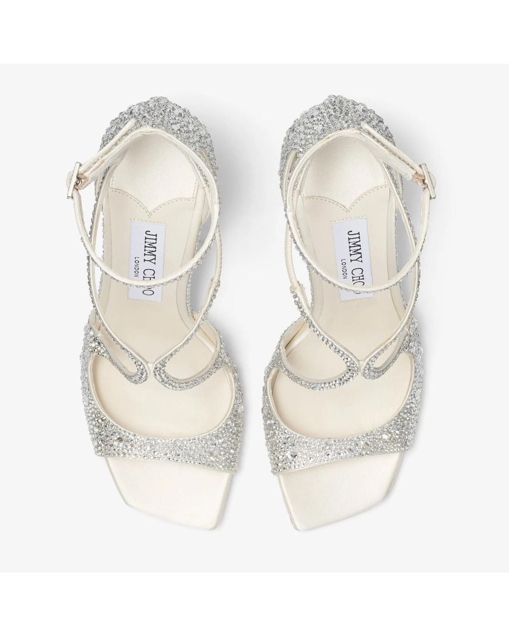 Jimmy Choo Metallic Ivory Satin Pumps With Crystal Embellishment
