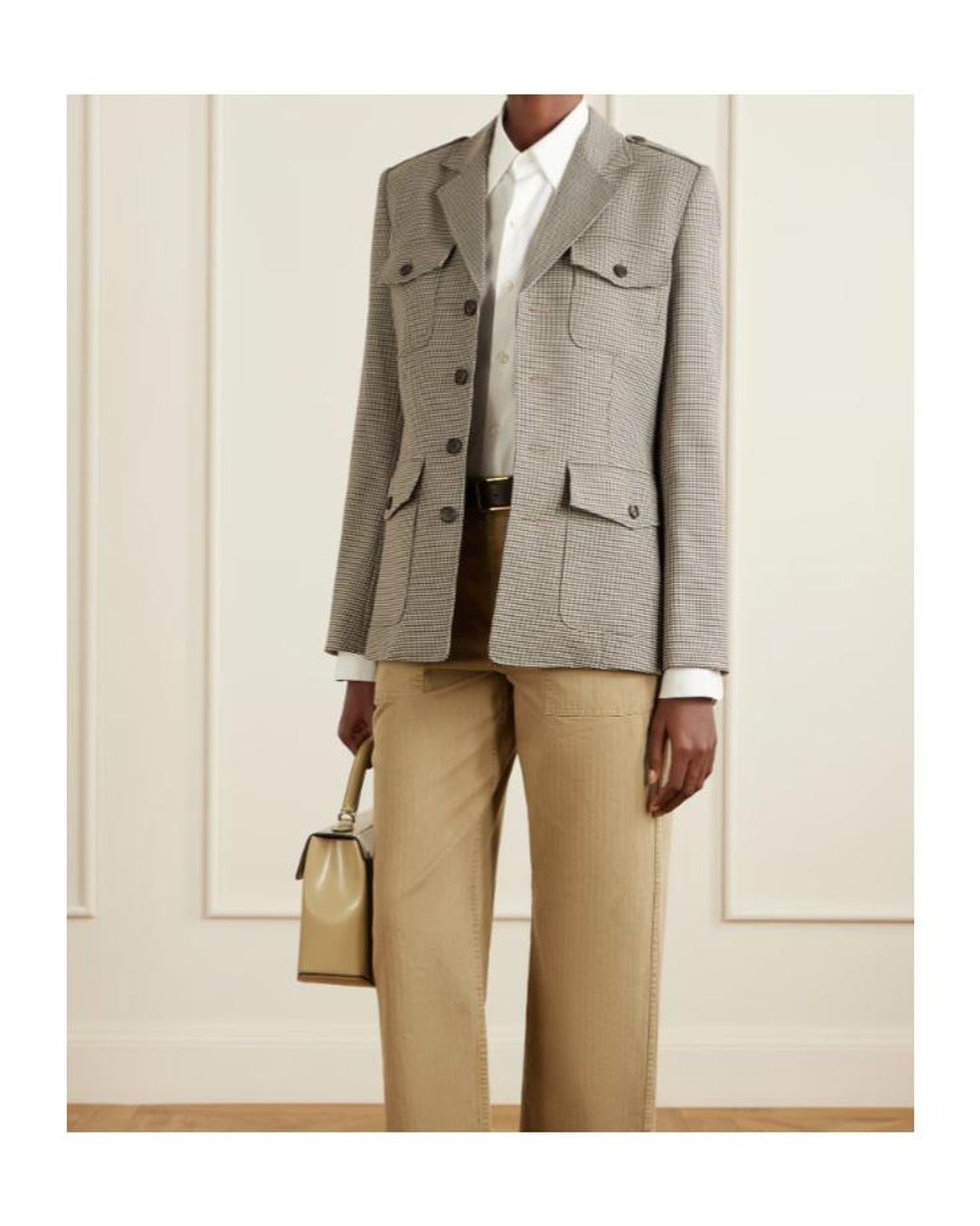 Nili Lotan Brown Hazel Houndstooth Wool Jacket