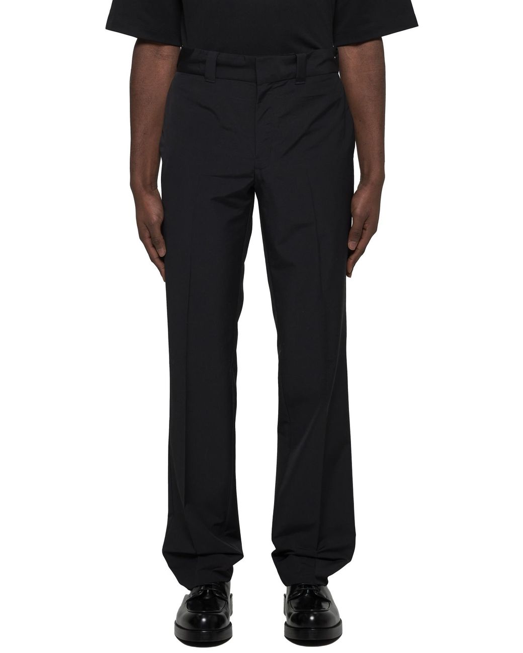 Prada Blue Logo Detailed Tapered Leg Trousers for men