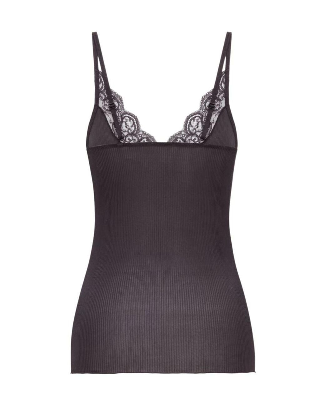 Saint Laurent Purple Laced Ribbed Tank Top
