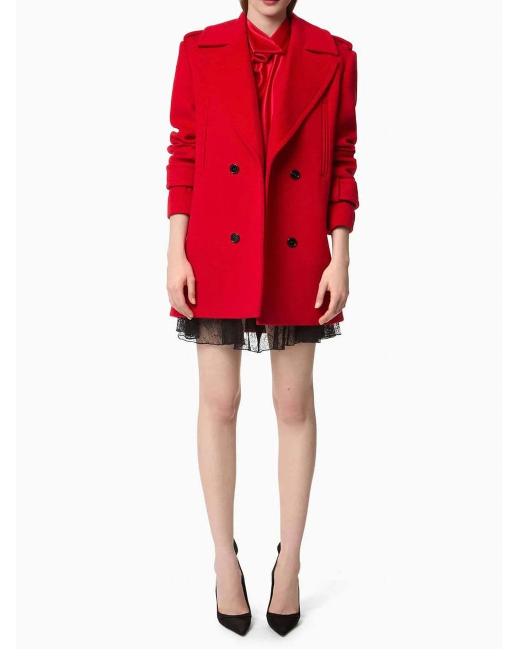 Nina Ricci Red Double-Breasted Peacoat