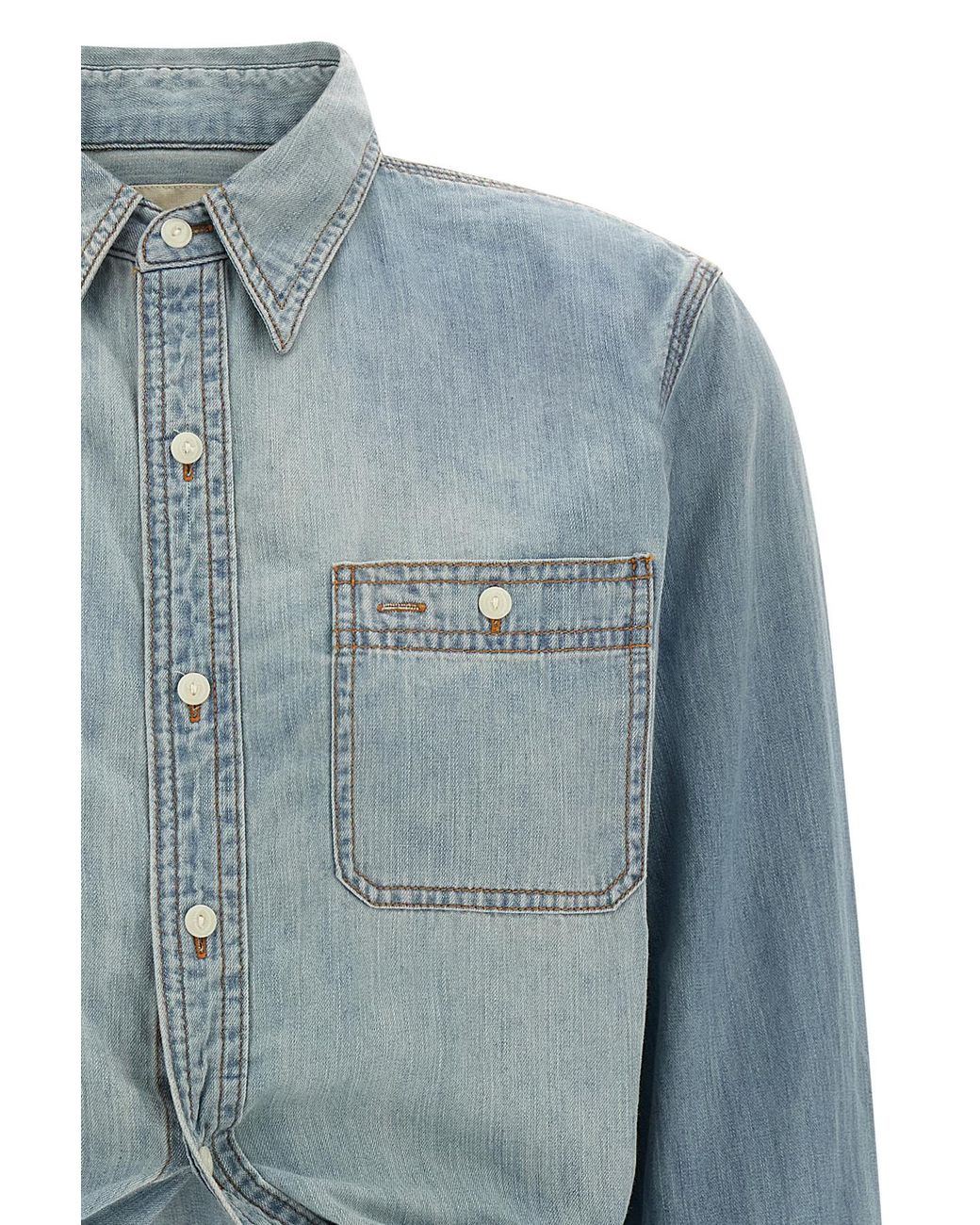 R13 Blue Wrap Denim Shirt