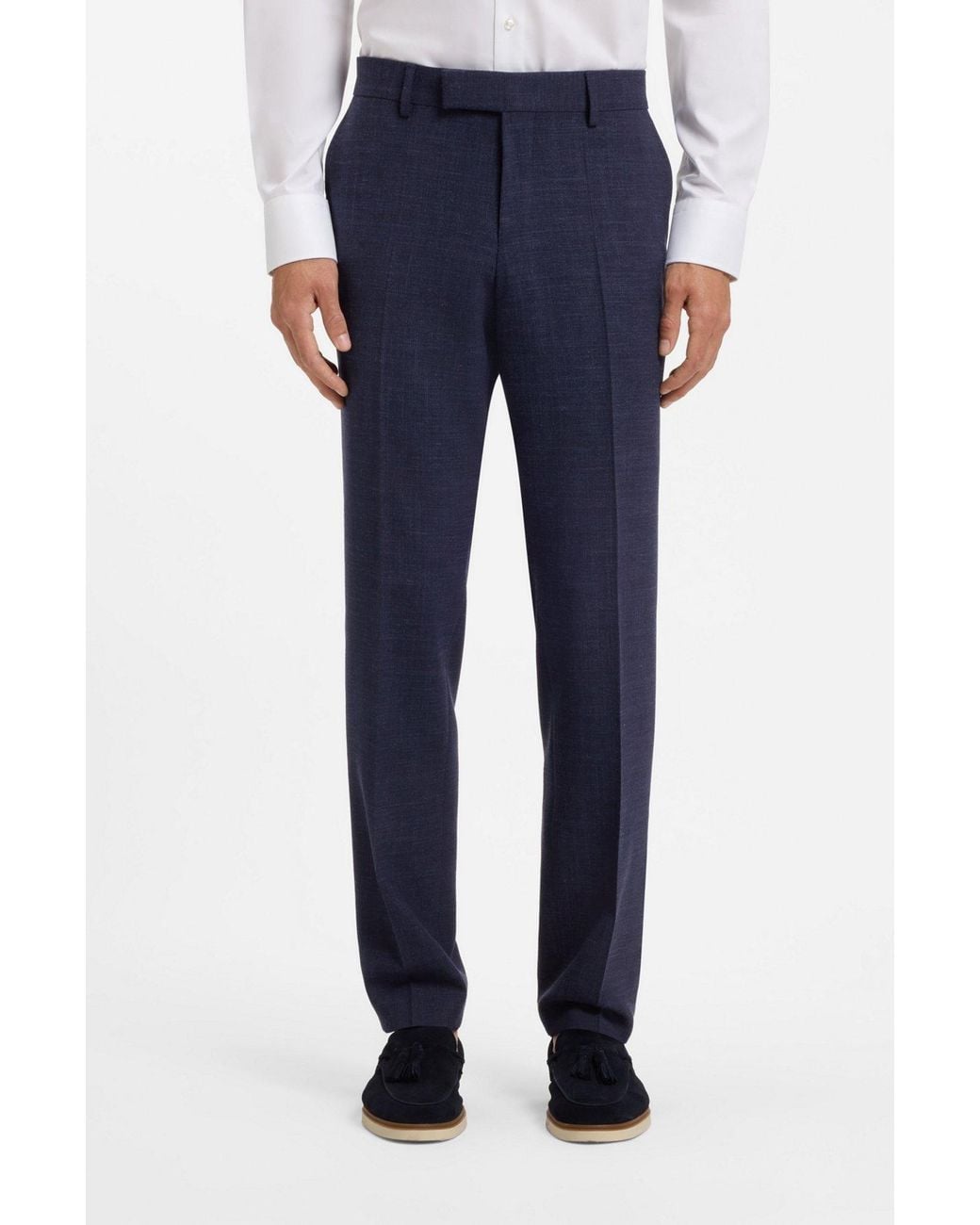 Boss Blue Belt Loop Casual Pants for men