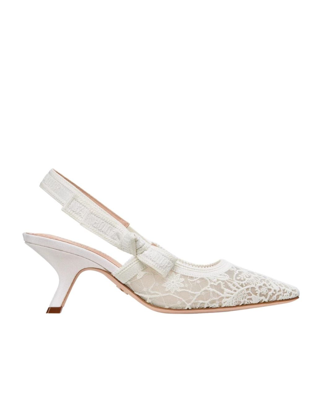 Dior White Lace Slingback Pumps