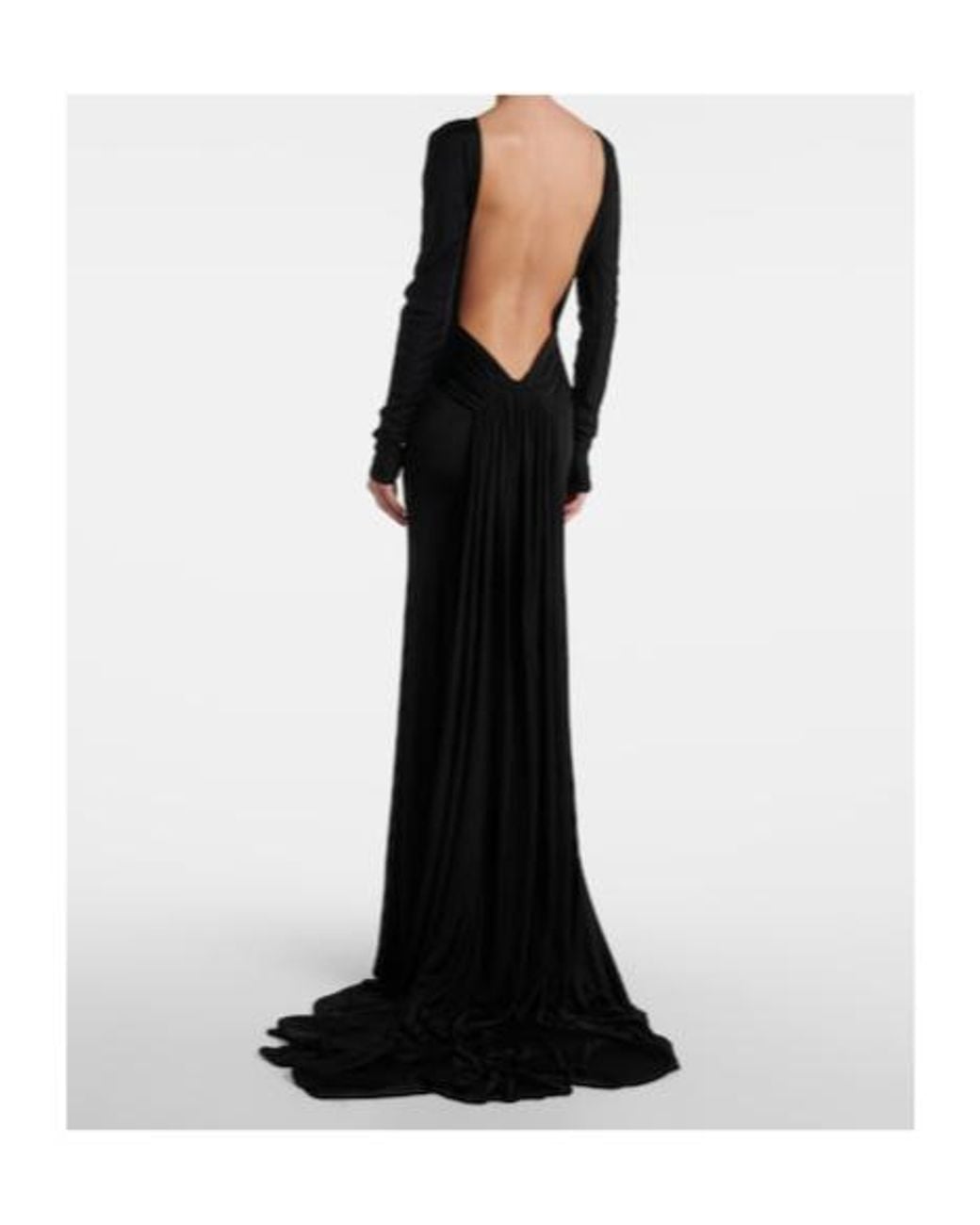 David Koma Black Gathered Jersey Gown