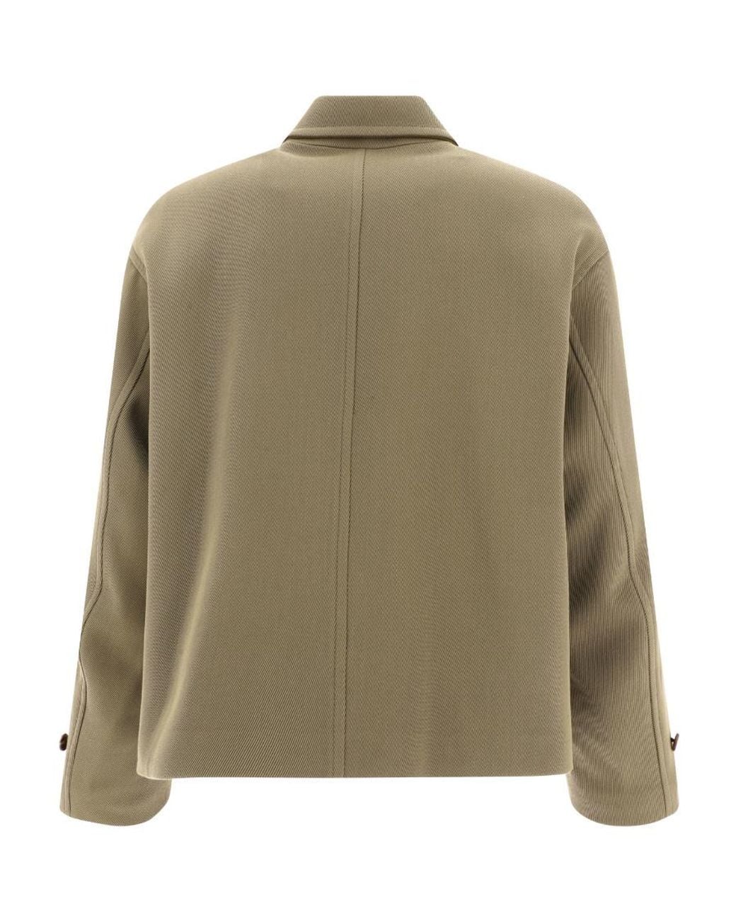 Auralee Green Spread-Collar Wool Jacket for men