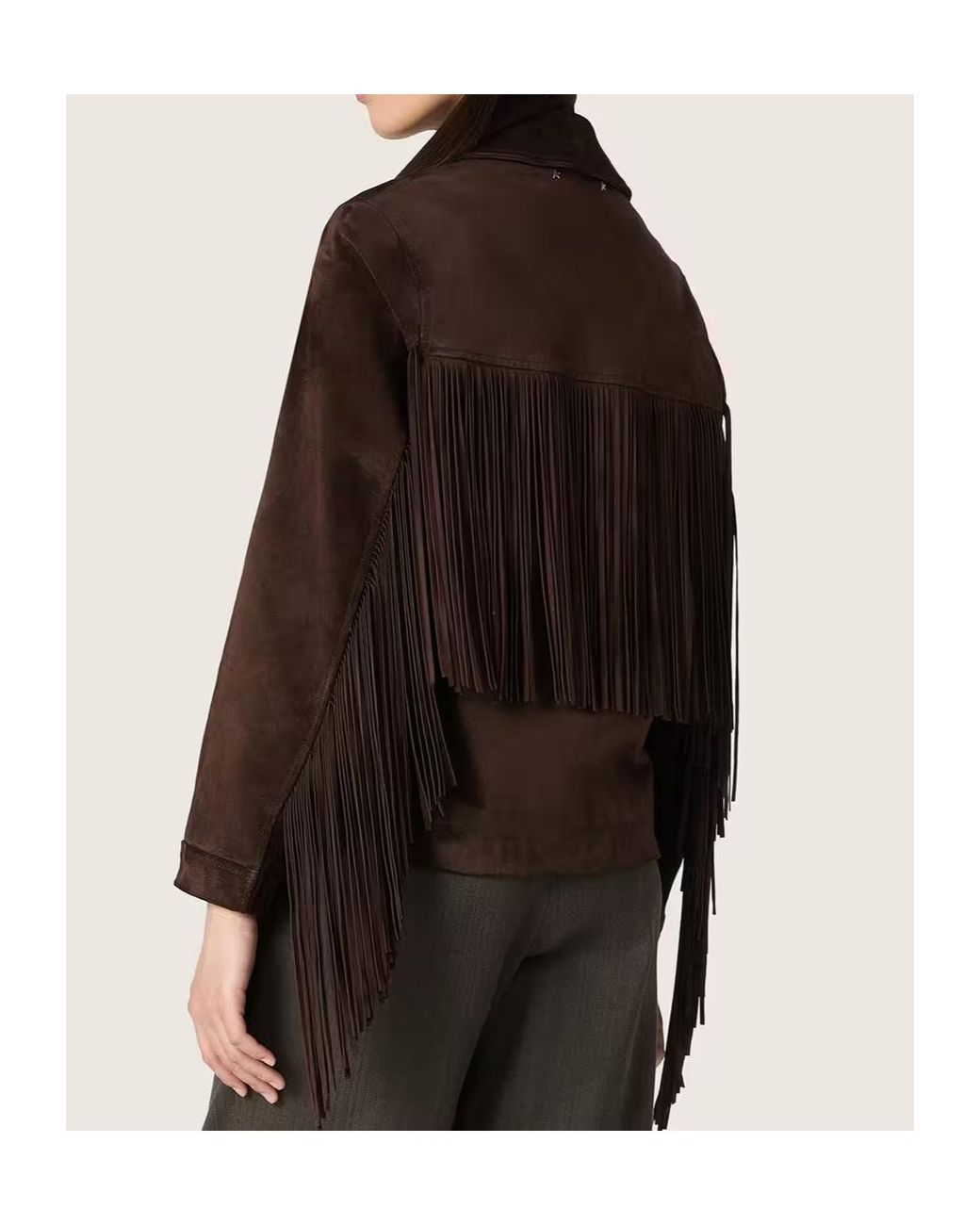 Golden Goose Deluxe Brand Brown Journey Jacket With Fringes