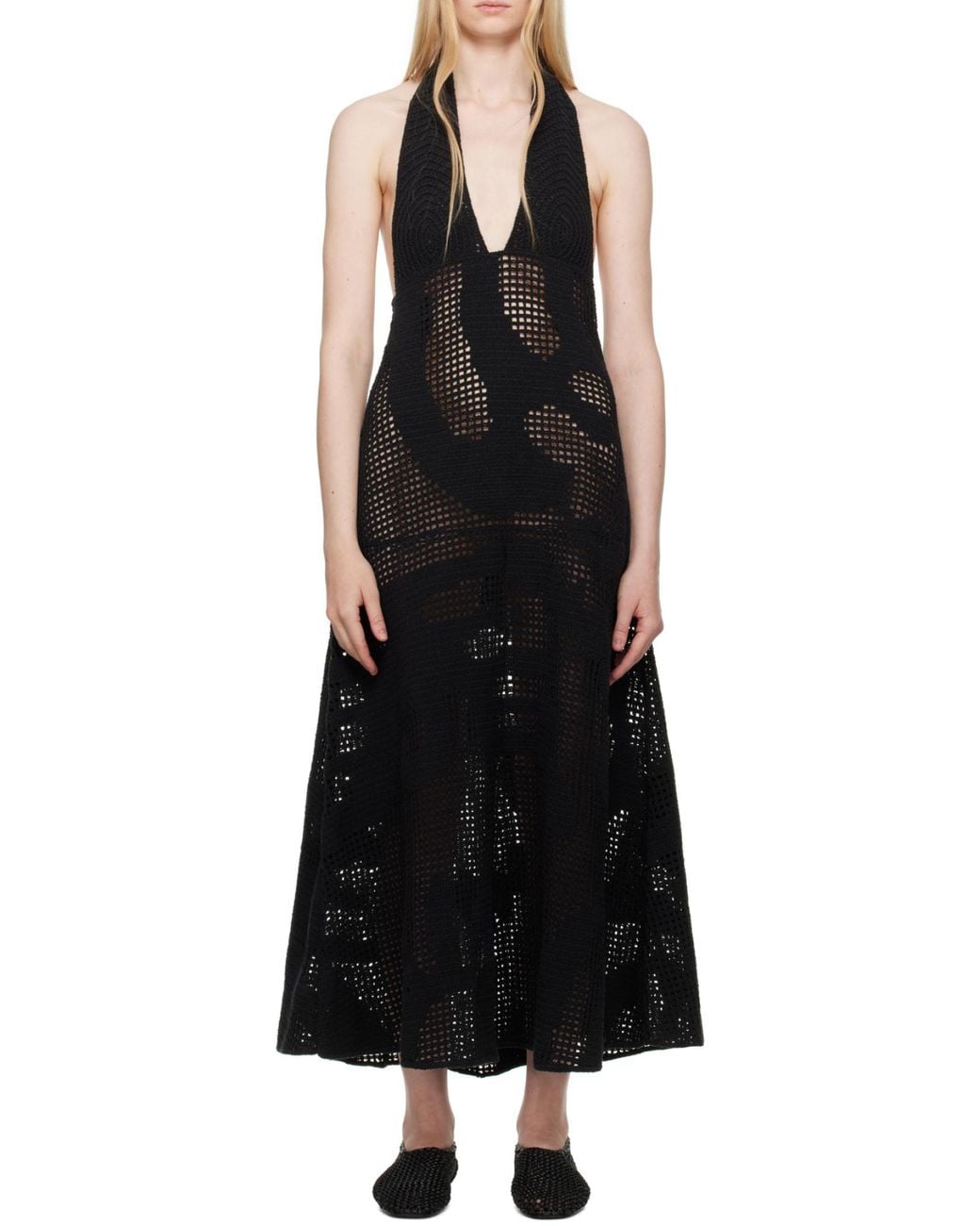 Nanushka Black Fotini Midi Dress